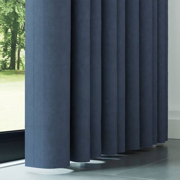 Blue Textured Linen Drapes