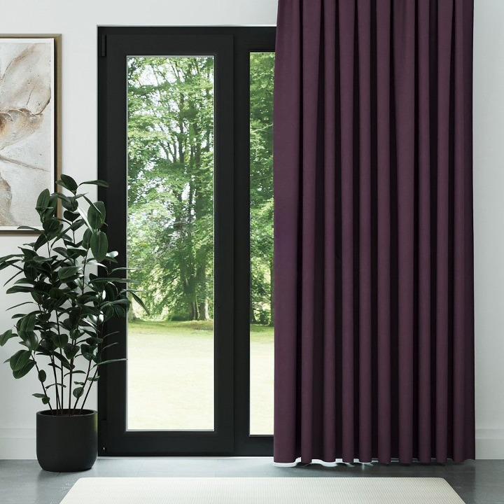 Purple Textured Linen Drapes