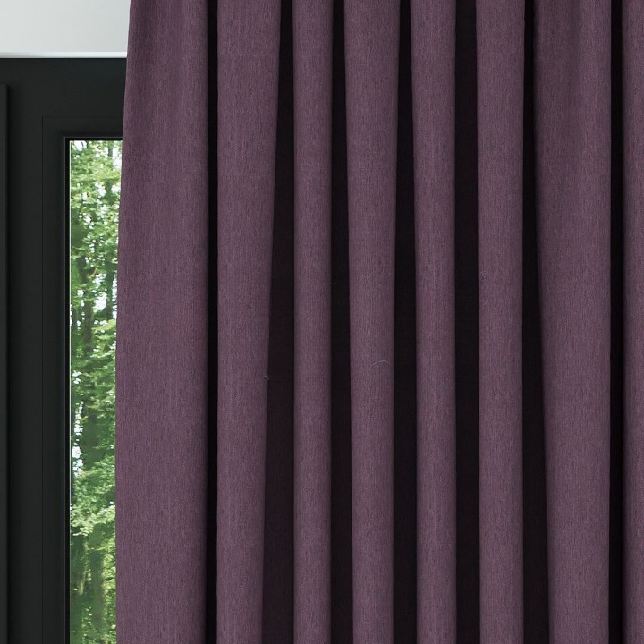 Purple Crosshatch Linen Drapes
