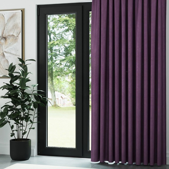 Purple Ribbed Velvet Drapes