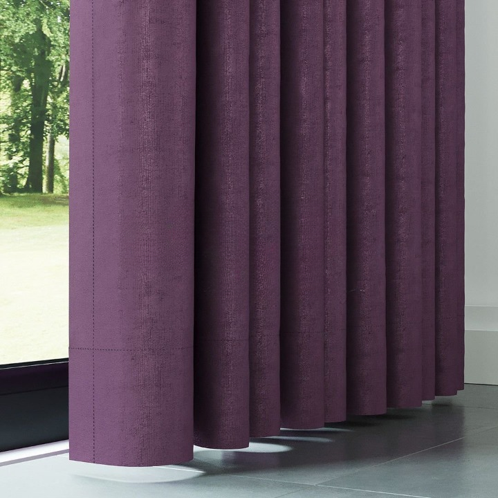 Purple Ribbed Velvet Drapes