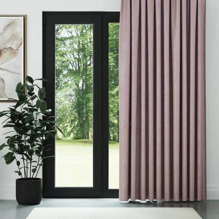 Pink Ribbed Velvet Drapes