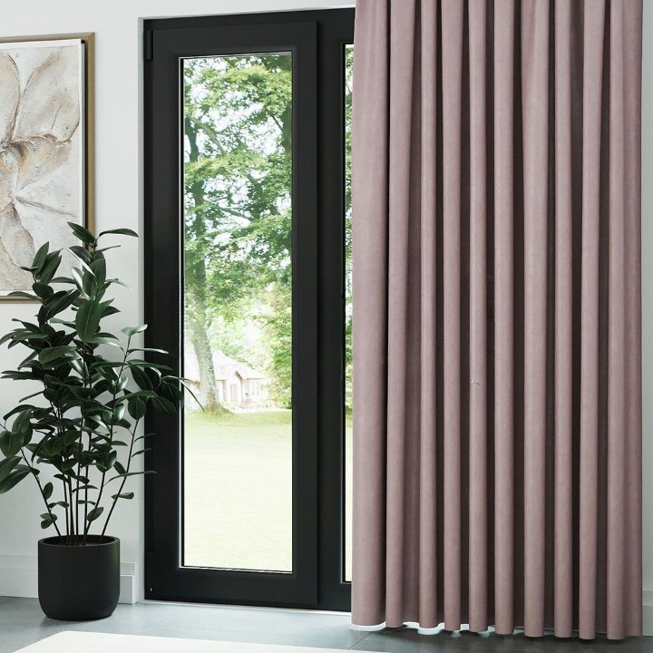 Pink Ribbed Velvet Drapes