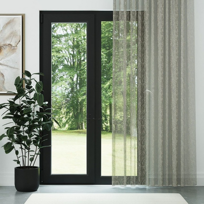 Warm Grey Shantung Textured Sheer Curtain