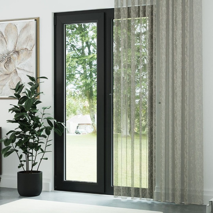 Warm Grey Shantung Textured Sheer Curtain