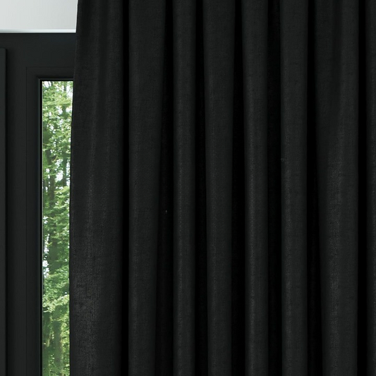 Black Ribbed Velvet Drapes