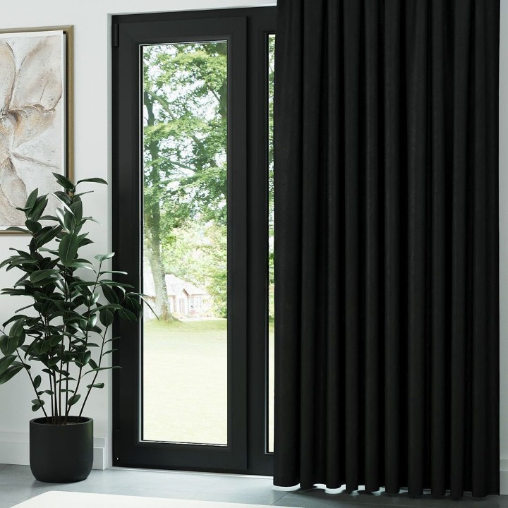 Black Ribbed Velvet Drapes