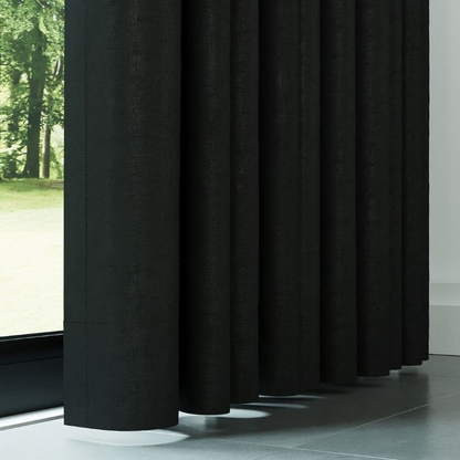 Black Ribbed Velvet Drapes