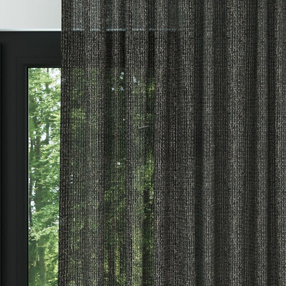 Black Chenille Textured Open Weave Semi-Sheer Curtain