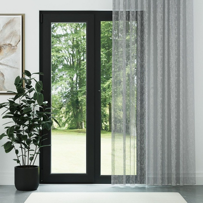 Cool Grey Shantung Textured Sheer Curtain