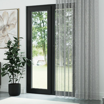 Cool Grey Shantung Textured Sheer Curtain