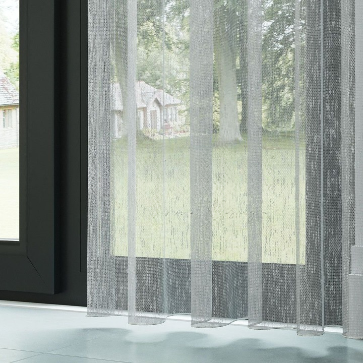 Cool Grey Shantung Textured Sheer Curtain