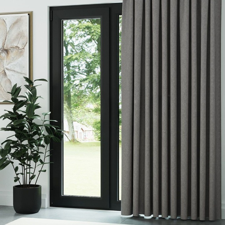 Stone Crosshatch Linen Drapes