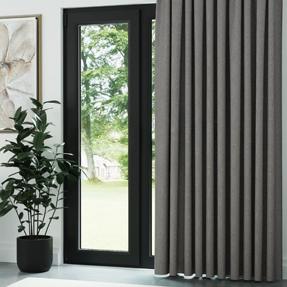 Stone Crosshatch Linen Drapes