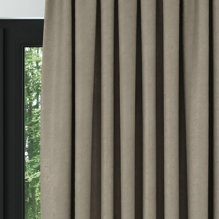 Stone Ribbed Velvet Drapes