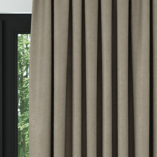 Stone Ribbed Velvet Drapes
