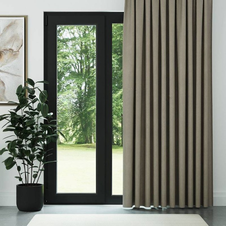 Stone Ribbed Velvet Drapes