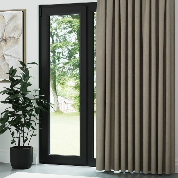 Stone Ribbed Velvet Drapes