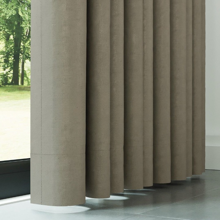 Stone Ribbed Velvet Drapes