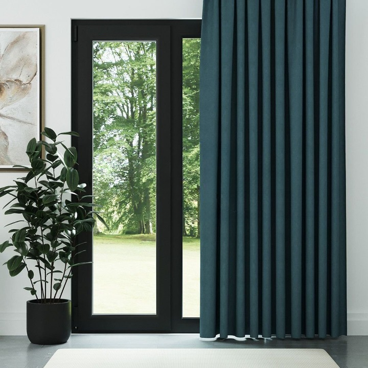 Turquoise Textured Linen Drapes