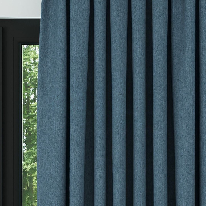 Turquoise Crosshatch Linen Drapes