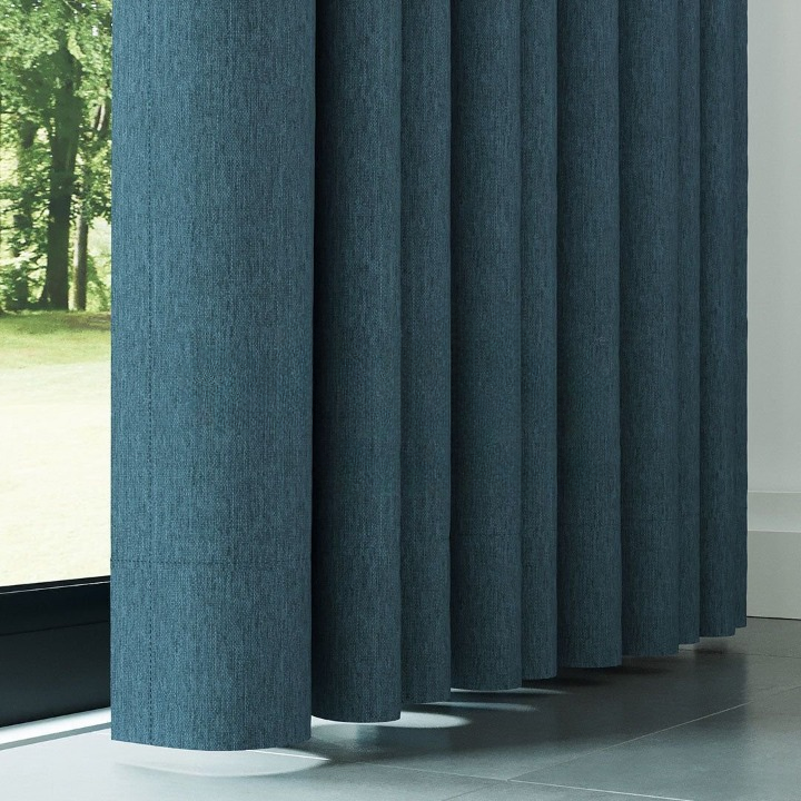 Turquoise Crosshatch Linen Drapes