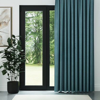 Turquoise Ribbed Velvet Drapes