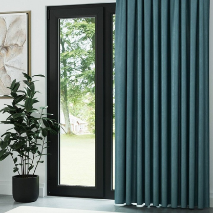 Turquoise Ribbed Velvet Drapes