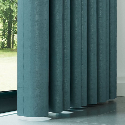 Turquoise Ribbed Velvet Drapes