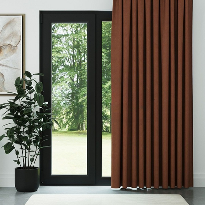 Orange Textured Linen Drapes