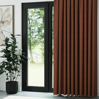 Orange Textured Linen Drapes