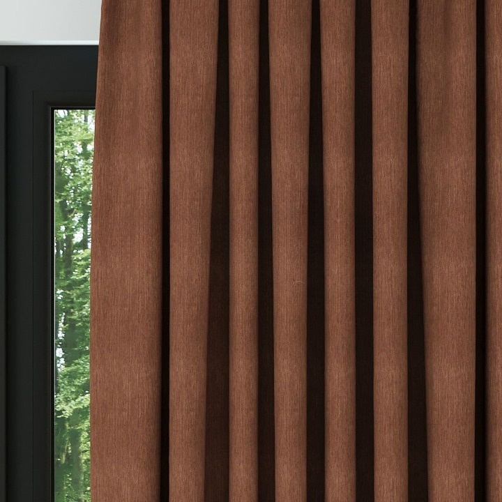 Orange Crosshatch Linen Drapes