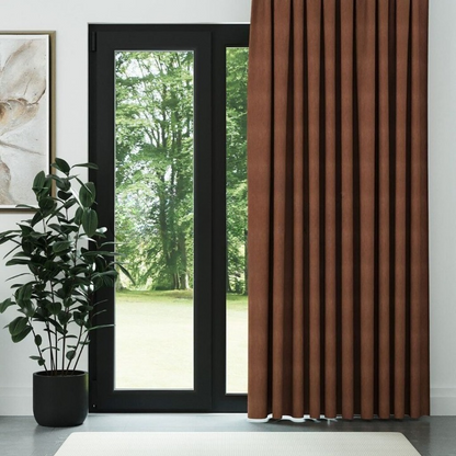 Orange Crosshatch Linen Drapes