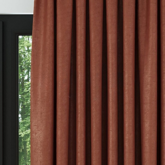 Orange Ribbed Velvet Drapes