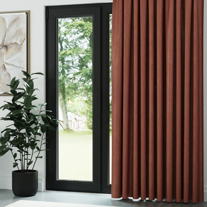 Orange Ribbed Velvet Drapes