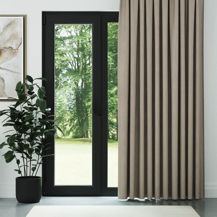 Mink Ribbed Velvet Drapes
