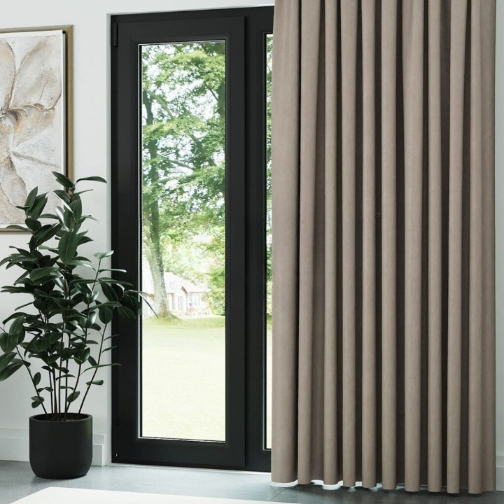 Mink Ribbed Velvet Drapes