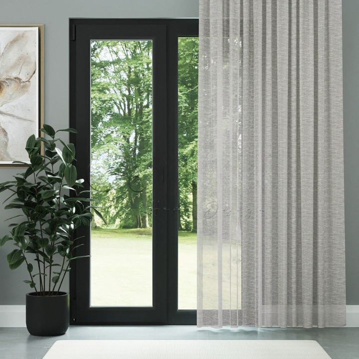 Mink Shimmering Linen Textured Sheer Curtain