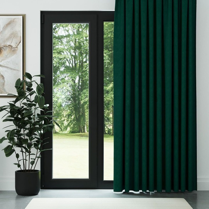 Green Textured Linen Drapes