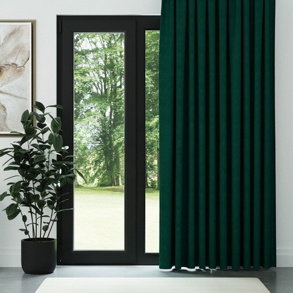 Green Textured Linen Drapes