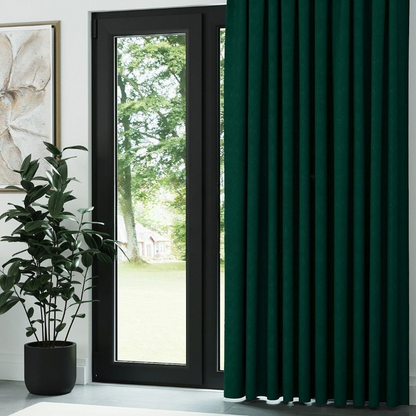 Green Textured Linen Drapes