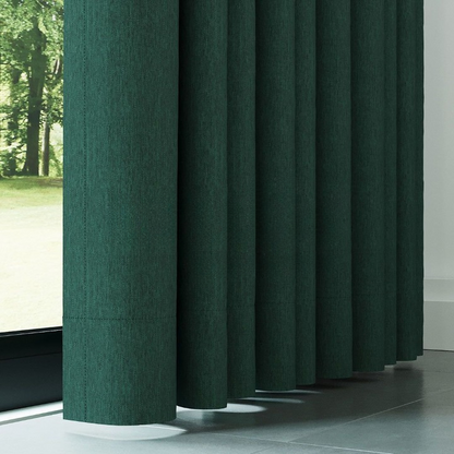 Green Crosshatch Linen Drapes