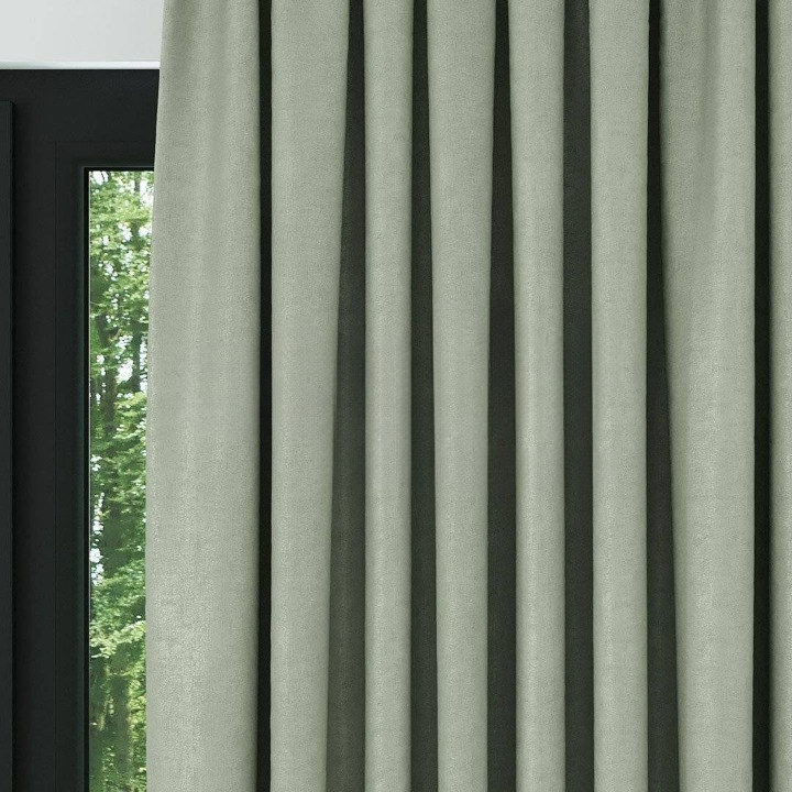 Green Ribbed Velvet Drapes
