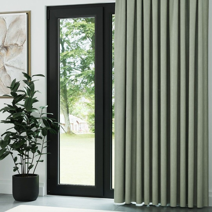 Green Ribbed Velvet Drapes