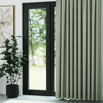 Green Ribbed Velvet Drapes
