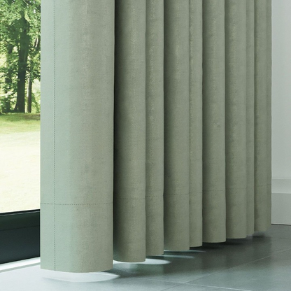Green Ribbed Velvet Drapes